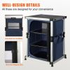 VEVOR Camping Kitchen Table, Pop-up Aluminum Portable Folding Cook Station w/ 3-Tier Storage Organizer, Side Pocket & Carrying Bag