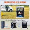 VEVOR Camping Kitchen Table, Pop-up Aluminum Portable Folding Cook Station w/ 3-Tier Storage Organizer, Side Pocket & Carrying Bag